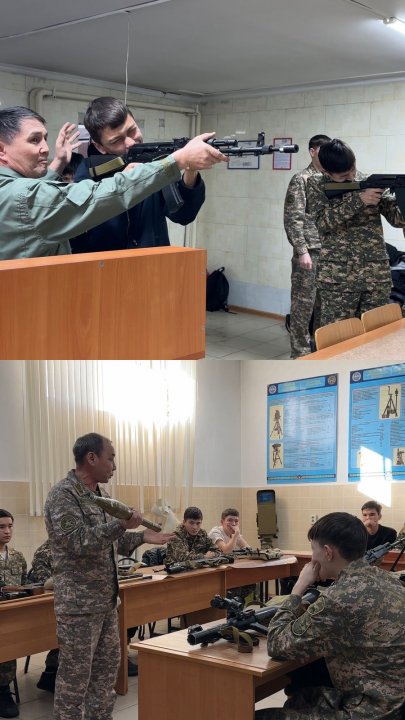 19.02.2025 ж. Әскери-патриоттық айлық жоспары бойынша 10 сынып оқушылары Ә. Бөкейханов атындағы Университетінің әскери кафедрасына барды